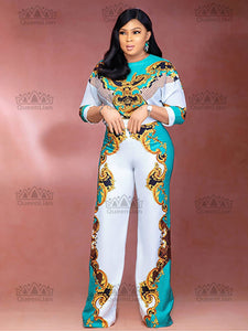 Dashiki African Wide Leg Trousers 4 Colors New Fashion Suit (Dress and Trousers)