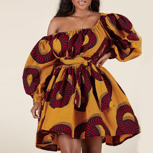 African Dresses Women Sexy Off Shoulder Mini Dress Dashiki