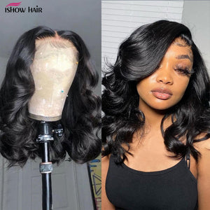 Ishow Body Wave Bob Wig Lace Front Human Hair Wigs Preplucked Transparent Lace 13x4 Lace Frontal Wig Short Bob Wig for Women