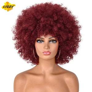 Short Afro Kinky Curly Hair Wigs For Black Women African Synthetic Fluffy And Soft Natural Looking High Temperature Wig Lizzy