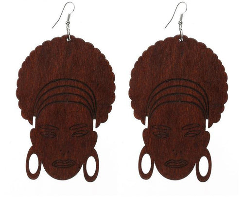 Ethnic Wood Prints African Earrings