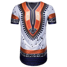Men African Print Short Sleeve T Shirt P40H