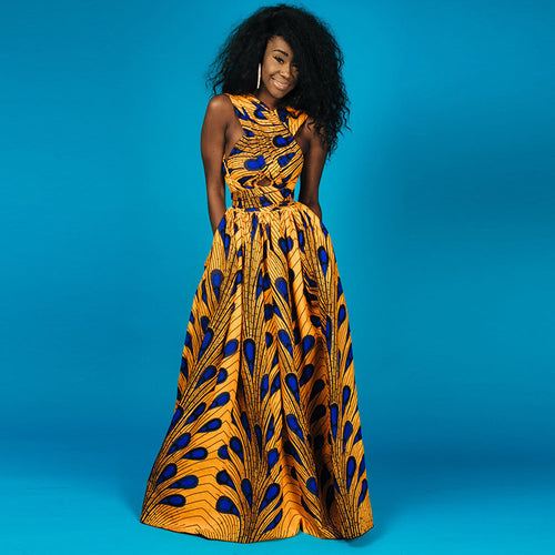 African Print dashiki long maxi dress