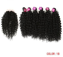 Black 16-20 inch 7 Pieces/lot Afro Kinky Curly Hair Bundles With Closure