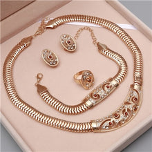 Gold Jewelry Sets For Women African Beads Crystal Necklace Earrings Bracelet Rings