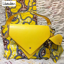 Women Leather Patchwork Handbag Set African Wax Prints Fabric F805-29