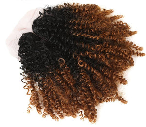 14" Short Jerry Curl Curly Synthetic Weaves With Closure 200g 7pcs/lot